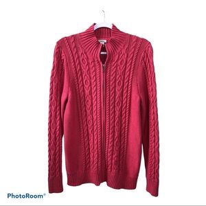 L.L. Bean Heavy Cable Knit Zipper Up Sweater